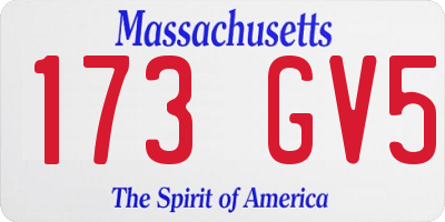 MA license plate 173GV5