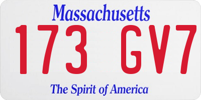 MA license plate 173GV7