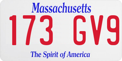 MA license plate 173GV9