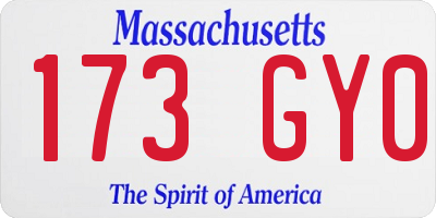 MA license plate 173GY0