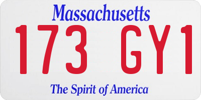 MA license plate 173GY1