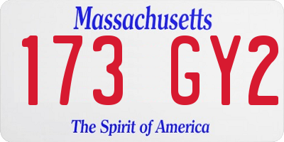 MA license plate 173GY2