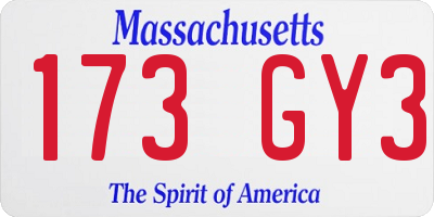 MA license plate 173GY3