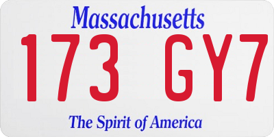 MA license plate 173GY7