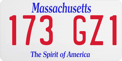 MA license plate 173GZ1