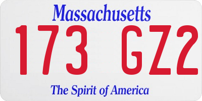 MA license plate 173GZ2