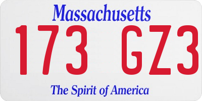 MA license plate 173GZ3
