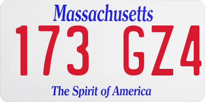 MA license plate 173GZ4