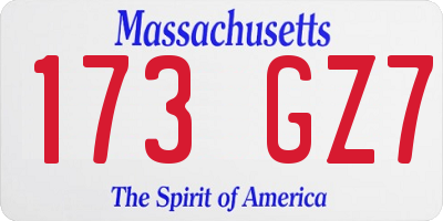 MA license plate 173GZ7