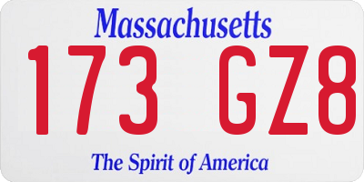 MA license plate 173GZ8