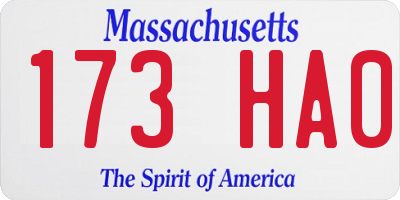 MA license plate 173HA0