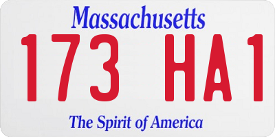 MA license plate 173HA1
