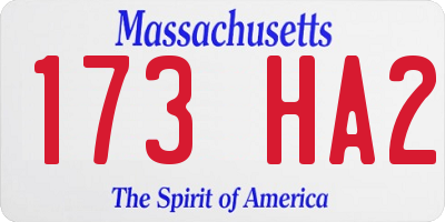 MA license plate 173HA2