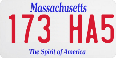 MA license plate 173HA5