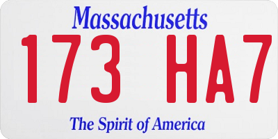 MA license plate 173HA7