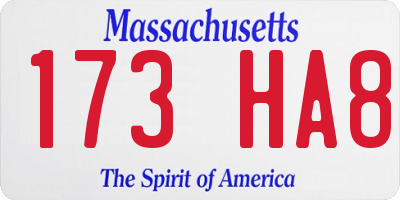 MA license plate 173HA8