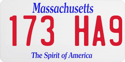 MA license plate 173HA9