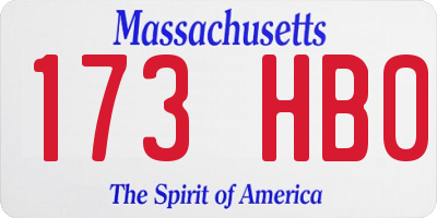 MA license plate 173HB0