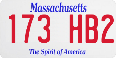 MA license plate 173HB2