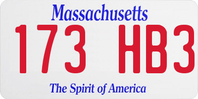 MA license plate 173HB3
