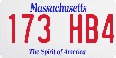 MA license plate 173HB4