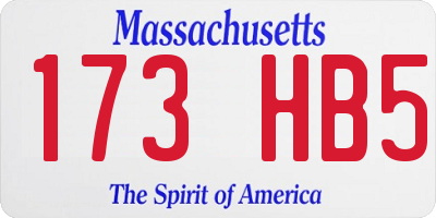 MA license plate 173HB5