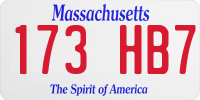 MA license plate 173HB7