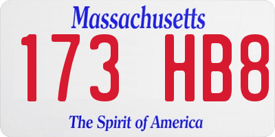 MA license plate 173HB8