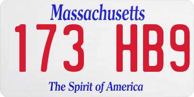 MA license plate 173HB9