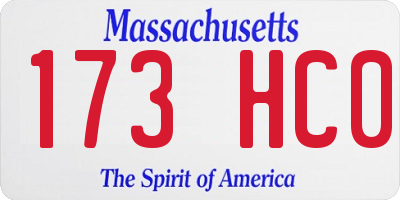 MA license plate 173HC0