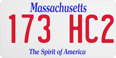 MA license plate 173HC2