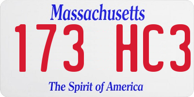 MA license plate 173HC3