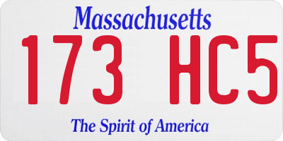 MA license plate 173HC5