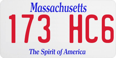 MA license plate 173HC6
