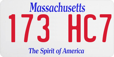 MA license plate 173HC7