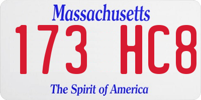 MA license plate 173HC8
