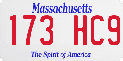 MA license plate 173HC9