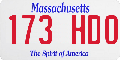 MA license plate 173HD0