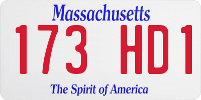 MA license plate 173HD1