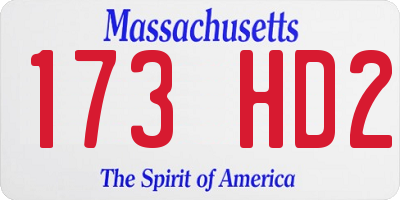 MA license plate 173HD2