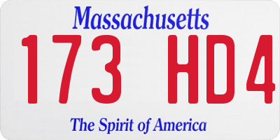 MA license plate 173HD4
