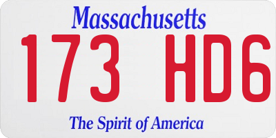 MA license plate 173HD6