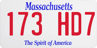 MA license plate 173HD7