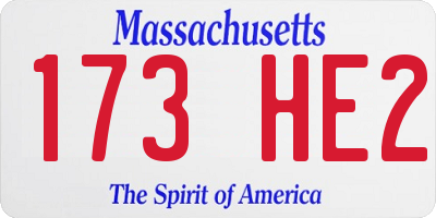 MA license plate 173HE2