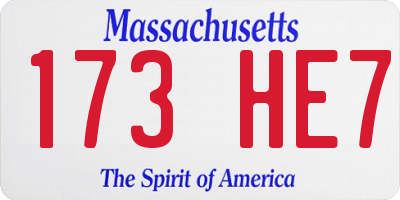 MA license plate 173HE7