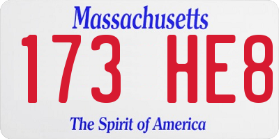 MA license plate 173HE8