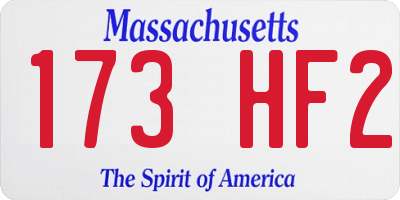 MA license plate 173HF2