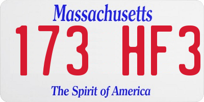 MA license plate 173HF3
