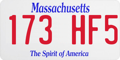 MA license plate 173HF5