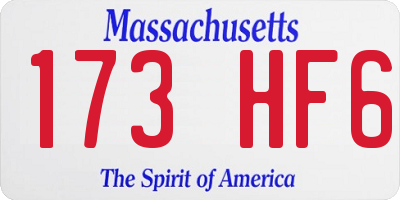 MA license plate 173HF6